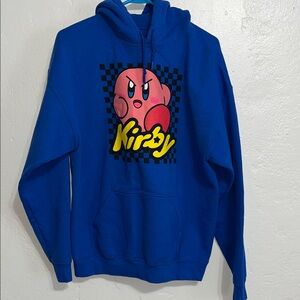 Bio world Nintendo Kirby mad face, checkerboard design adult hoodie size large